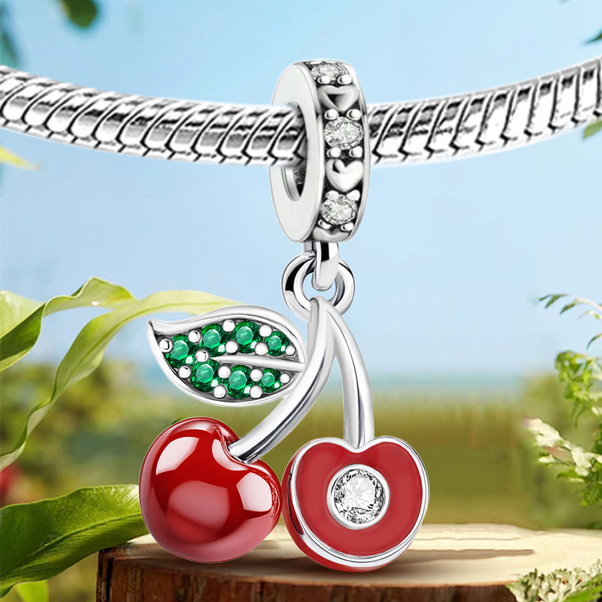 925 Sterling silver cherry charm bead