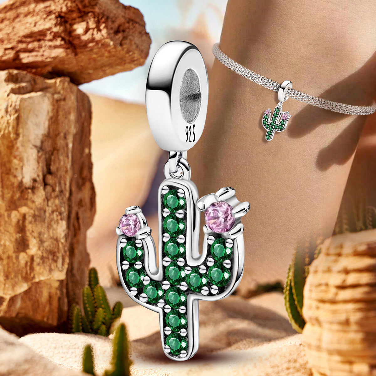 925 Sterling silver cactus bead