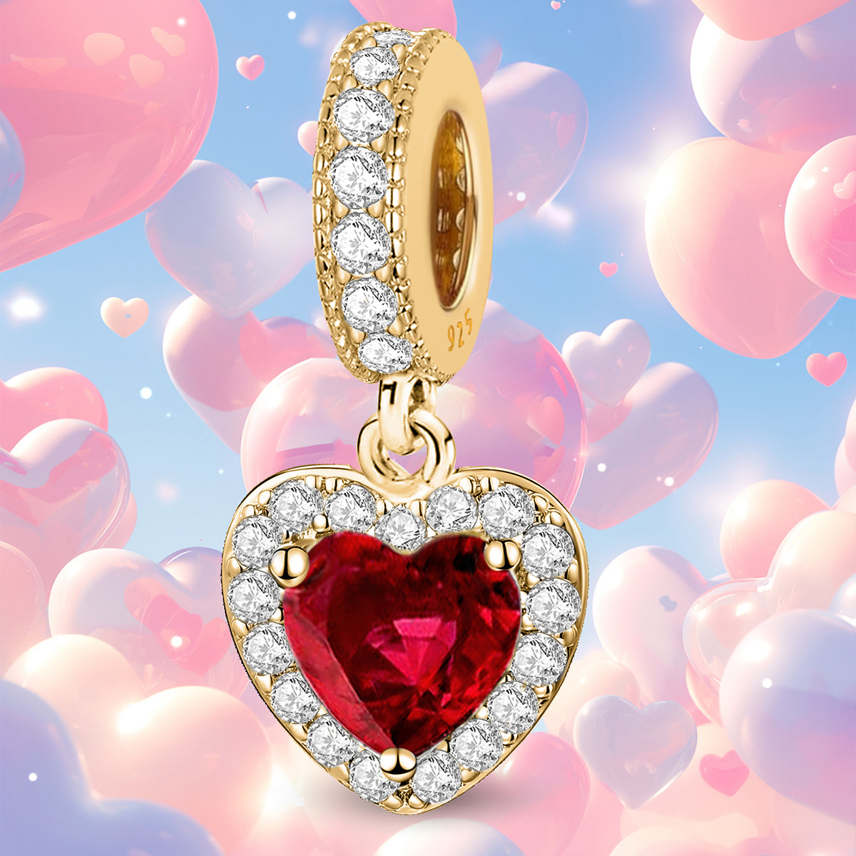 925 Sterling silver heart  charm bead